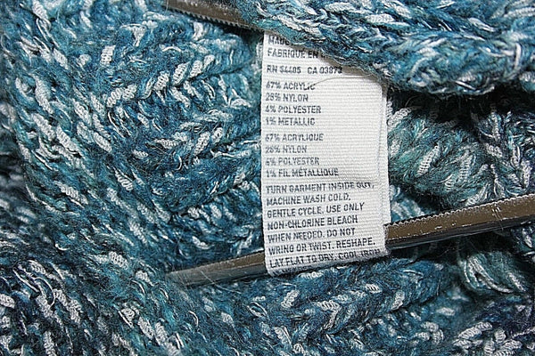 American Eagle Sz M Teal White Multi Hi Lo Acrylic Nylon Poly Metallic Sweater