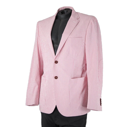 Mabro Bott Cli Givency Sz 52 R? Pink White Striped 100% Bemberg Blazer Jacket