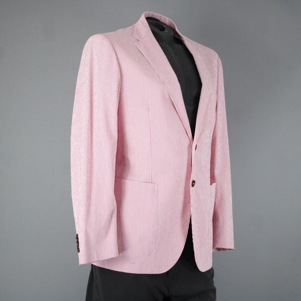 Mabro Bott Cli Givency Sz 52 R? Pink White Striped 100% Bemberg Blazer Jacket