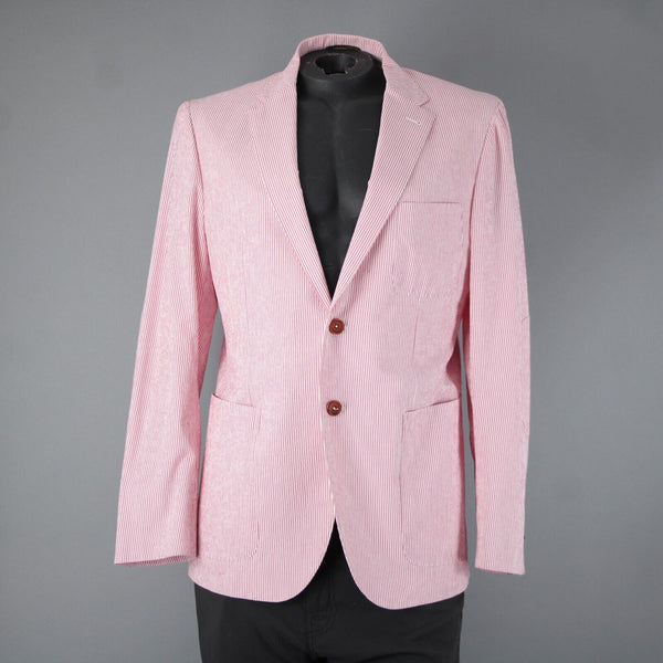 Mabro Bott Cli Givency Sz 52 R? Pink White Striped 100% Bemberg Blazer Jacket