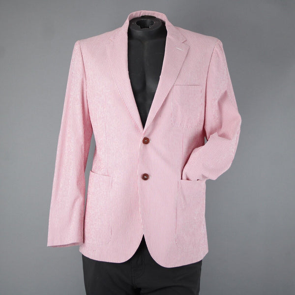 Mabro Bott Cli Givency Sz 52 R? Pink White Striped 100% Bemberg Blazer Jacket