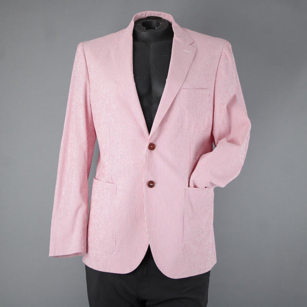 Mabro Bott Cli Givency Sz 52 R? Pink White Striped 100% Bemberg Blazer Jacket