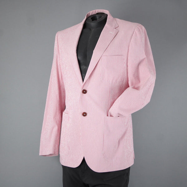 Mabro Bott Cli Givency Sz 52 R? Pink White Striped 100% Bemberg Blazer Jacket