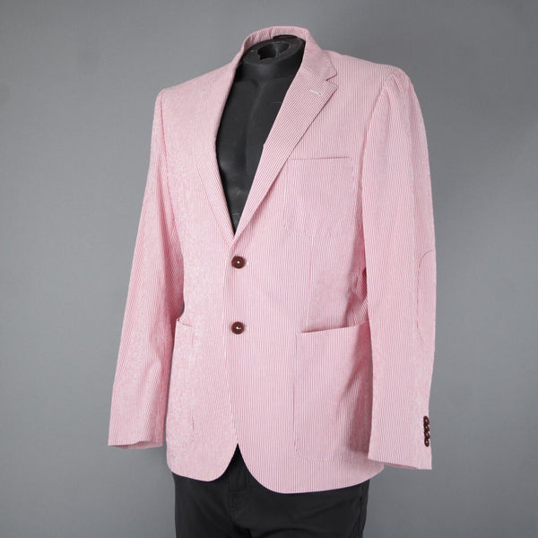 Mabro Bott Cli Givency Sz 52 R? Pink White Striped 100% Bemberg Blazer Jacket