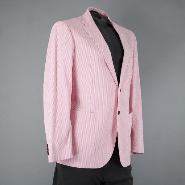 Mabro Bott Cli Givency Sz 52 R? Pink White Striped 100% Bemberg Blazer Jacket