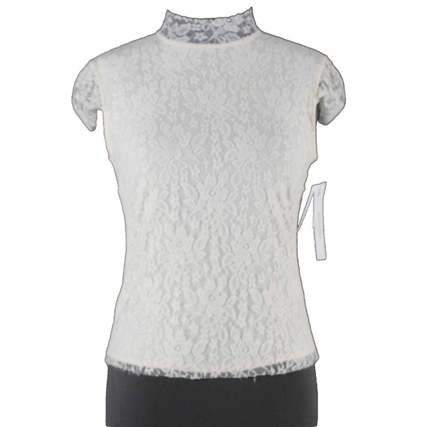 Laundry by Shelli Segal NEW $175 Sz XS Ivory Lace Overlay Nylon Blend Top