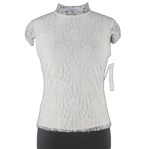 Laundry by Shelli Segal NEW $175 Sz XS Ivory Lace Overlay Nylon Blend Top