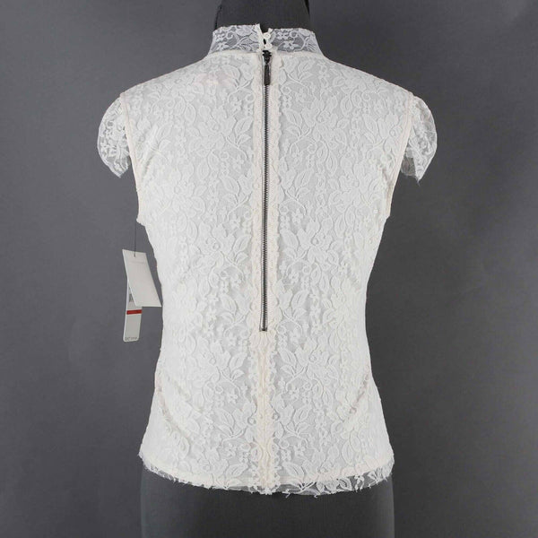Laundry by Shelli Segal NEW $175 Sz XS Ivory Lace Overlay Nylon Blend Top
