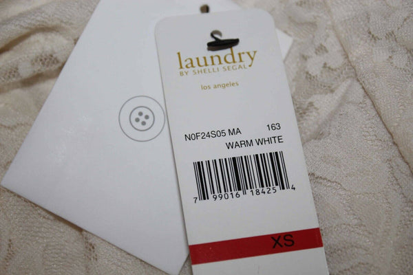Laundry by Shelli Segal NEW $175 Sz XS Ivory Lace Overlay Nylon Blend Top