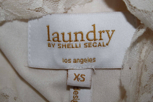 Laundry by Shelli Segal NEW $175 Sz XS Ivory Lace Overlay Nylon Blend Top