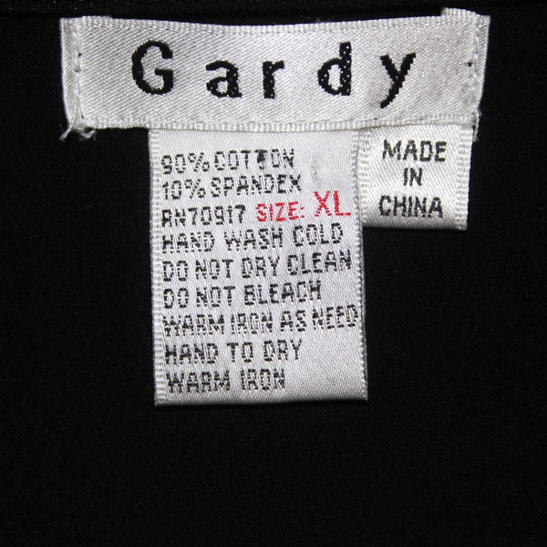 Gardy Top Sz XL Black Heels Perfume Rhinestone Embellished Cotton Top