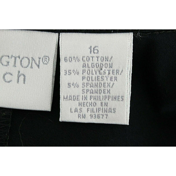 Worthington Stretch Sz 16 Black Button Front Smock Sleeve Cotton Blend Top