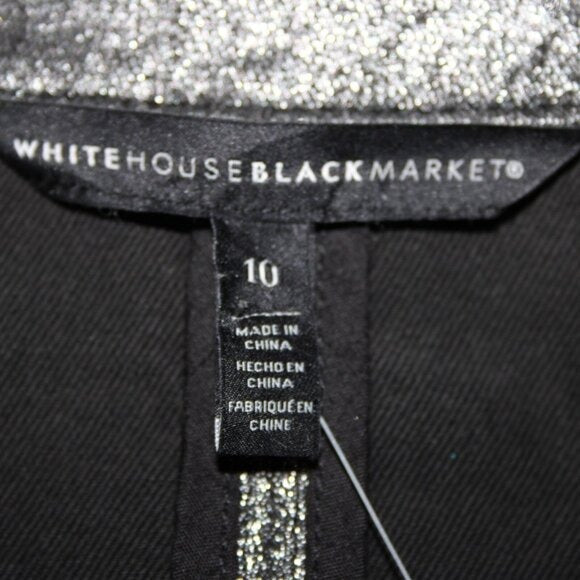 White House Black Market $160 Sz 10 Silver Zipper Cotton Lyocell Moto Jacket