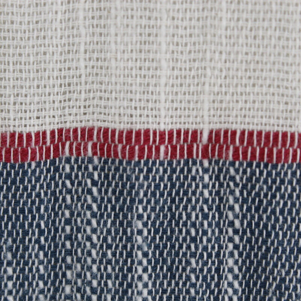 Holding Horses Sz S Ivory Navy Red Blue Lined Fringe Accent Cotton Rayon Dress