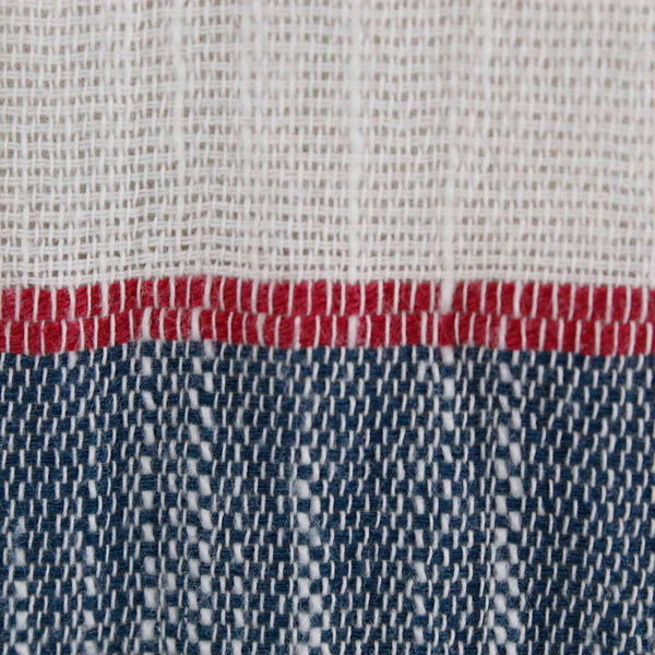 Holding Horses Sz S Ivory Navy Red Blue Lined Fringe Accent Cotton Rayon Dress