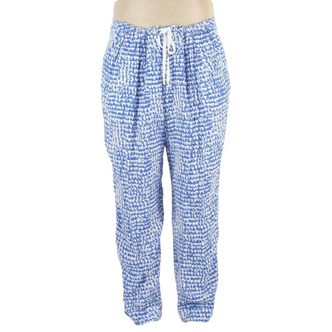 Violeta by Mango NEW Sz XL x 28 White Blue Pockets 100% Viscose Pant