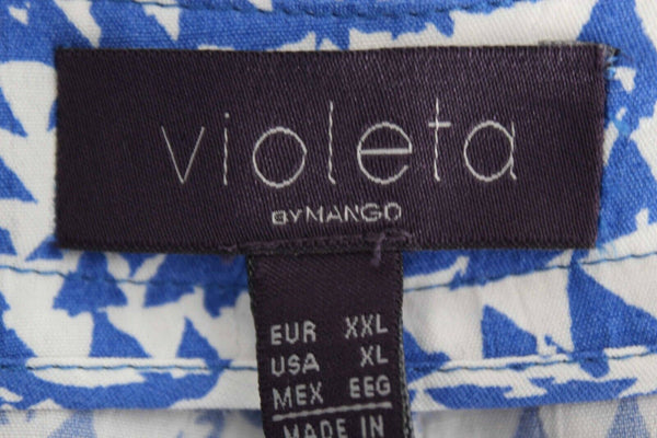 Violeta by Mango NEW Sz XL x 28 White Blue Pockets 100% Viscose Pant