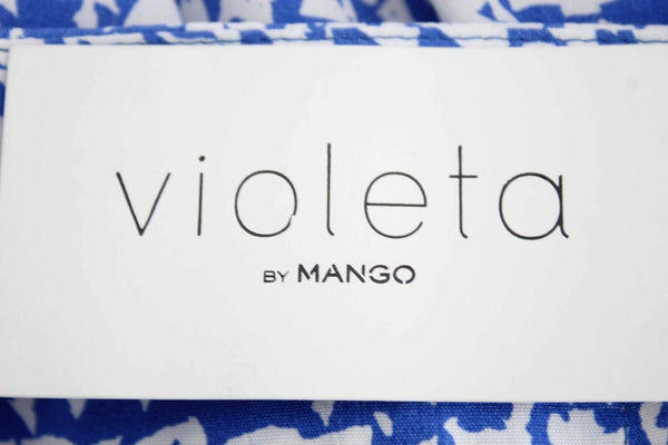 Violeta by Mango NEW Sz XL x 28 White Blue Pockets 100% Viscose Pant