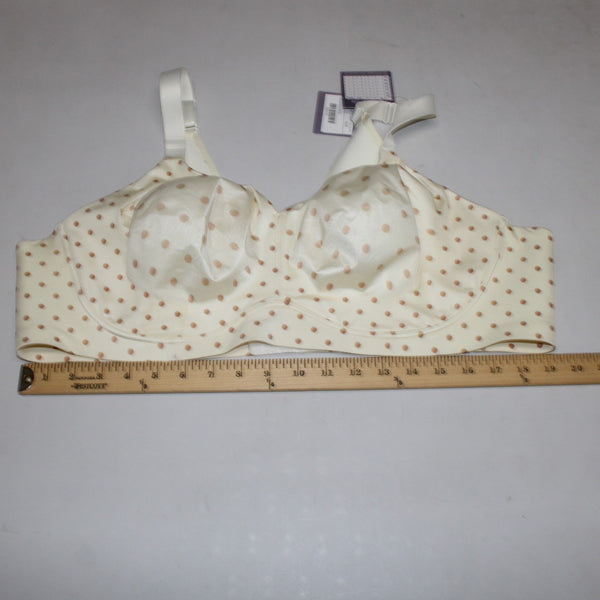 Catherines Bra NEW $48 Intimates Sz 50C Cream Tan Polka Dots Nylon Spandex Bra