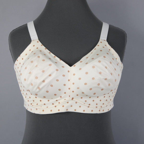 Catherines Bra NEW $48 Intimates Sz 50C Cream Tan Polka Dots Nylon Spandex Bra