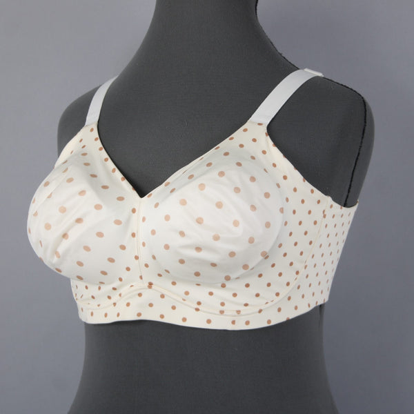 Catherines Bra NEW $48 Intimates Sz 50C Cream Tan Polka Dots Nylon Spandex Bra