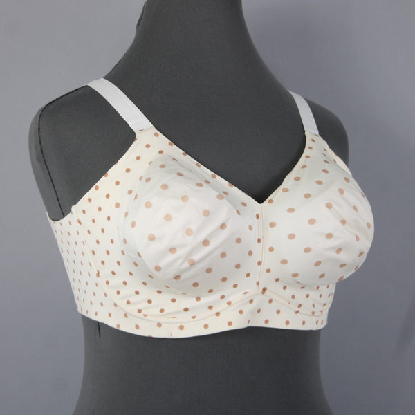 Catherines Bra NEW $48 Intimates Sz 50C Cream Tan Polka Dots Nylon Spandex Bra