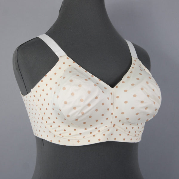 Catherines Bra NEW $48 Intimates Sz 50C Cream Tan Polka Dots Nylon Spandex Bra