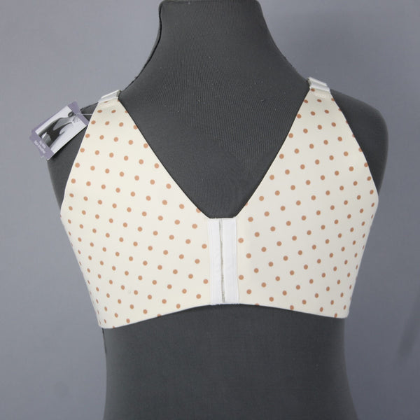 Catherines Bra NEW $48 Intimates Sz 50C Cream Tan Polka Dots Nylon Spandex Bra