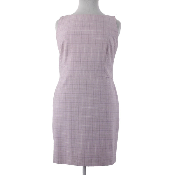 Ann Taylor Dress Sz 16 Lavender Purple White Plaid Lined Polyester Rayon Dress