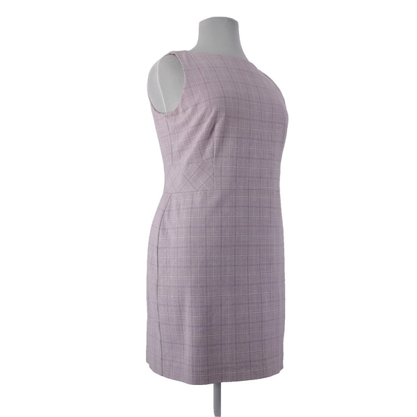 Ann Taylor Dress Sz 16 Lavender Purple White Plaid Lined Polyester Rayon Dress