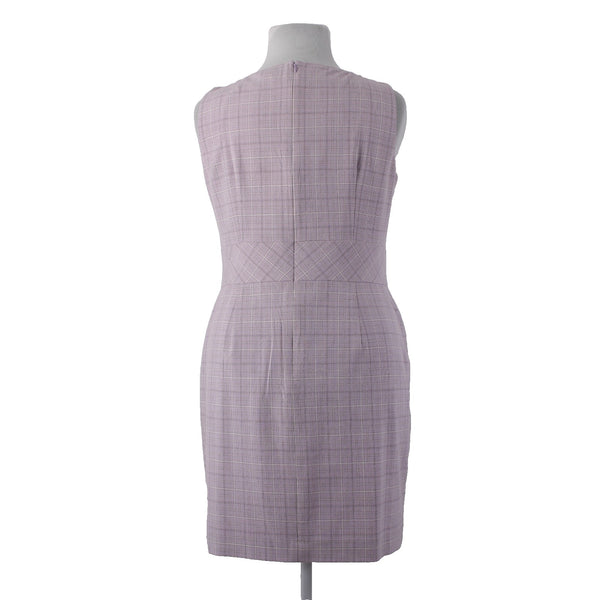 Ann Taylor Dress Sz 16 Lavender Purple White Plaid Lined Polyester Rayon Dress