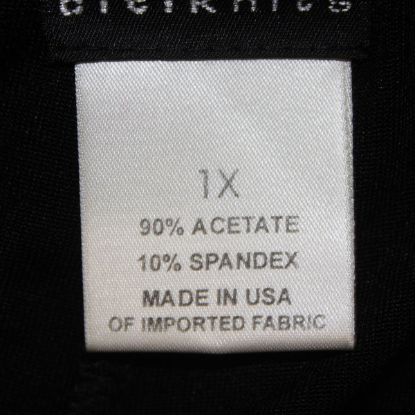 Citiknits Pant Sz 1X x 30 Black Tan Printed Straight Leg Pull On Acetate Pant