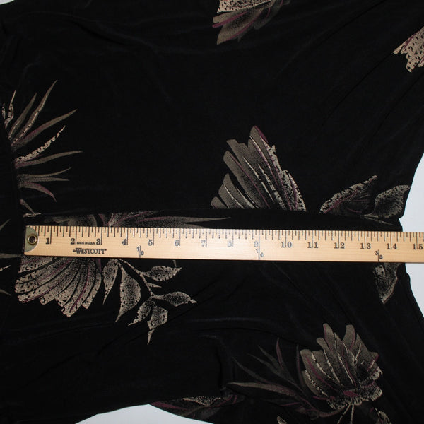 Citiknits Pant Sz 1X x 30 Black Tan Printed Straight Leg Pull On Acetate Pant