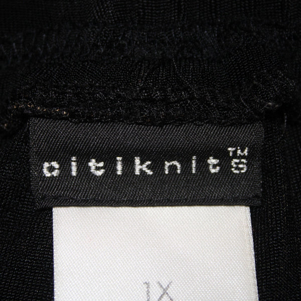 Citiknits Pant Sz 1X x 30 Black Tan Printed Straight Leg Pull On Acetate Pant