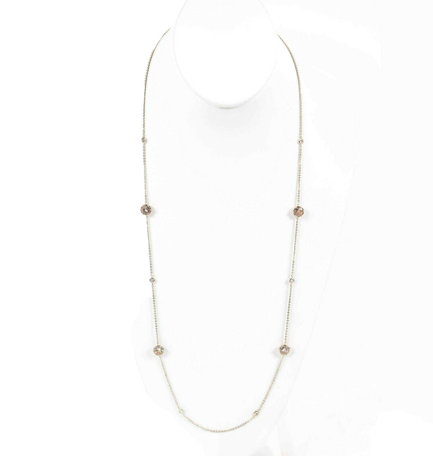 Banana Republic NEW $58 30" Goldtone Station Peach Rhinestone Necklace