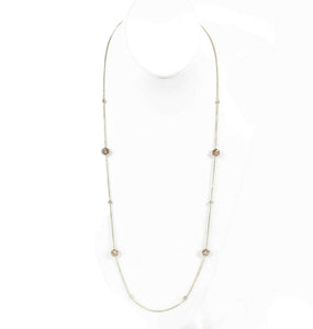 Banana Republic NEW $58 30" Goldtone Station Peach Rhinestone Necklace