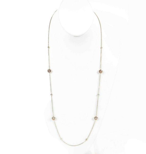 Banana Republic NEW $58 30" Goldtone Station Peach Rhinestone Necklace