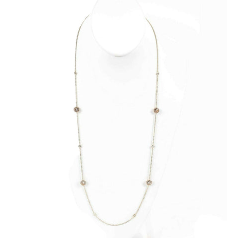 Banana Republic NEW $58 30" Goldtone Station Peach Rhinestone Necklace