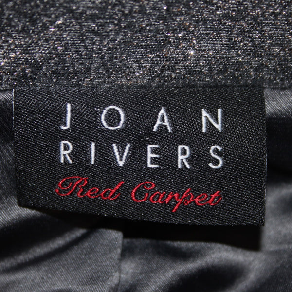 Joan Rivers Blazer Jacket Red Carpet Sz XLP Silver Metallic Pockets Cotton Poly