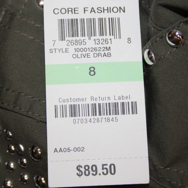 INC Core Fashion Pant NEW $90 Sz 8 x 25 Olive Drab Green Stud Cotton Capri Pant