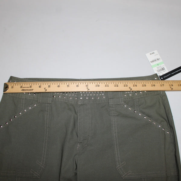 INC Core Fashion Pant NEW $90 Sz 8 x 25 Olive Drab Green Stud Cotton Capri Pant