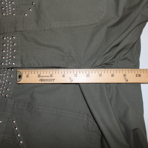 INC Core Fashion Pant NEW $90 Sz 8 x 25 Olive Drab Green Stud Cotton Capri Pant