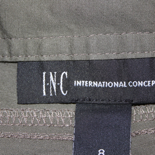 INC Core Fashion Pant NEW $90 Sz 8 x 25 Olive Drab Green Stud Cotton Capri Pant