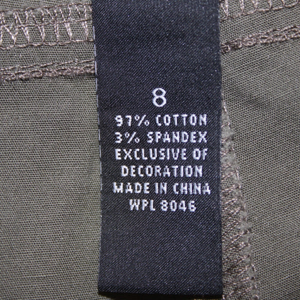 INC Core Fashion Pant NEW $90 Sz 8 x 25 Olive Drab Green Stud Cotton Capri Pant