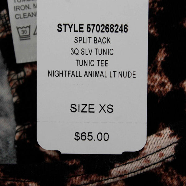 Soma NEW $65 Sz XS Black Brown Animal Hi Lo Tails Rayon Blend Knit Top