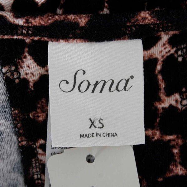 Soma NEW $65 Sz XS Black Brown Animal Hi Lo Tails Rayon Blend Knit Top