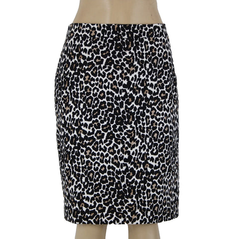 J Crew NEW $85 The Pencil Skirt Sz 10 Black White Animal Print 100% Cotton Skirt