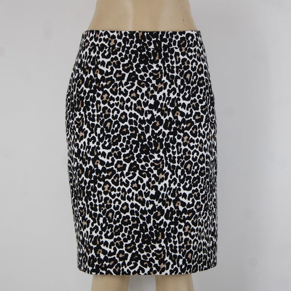 J Crew NEW $85 The Pencil Skirt Sz 10 Black White Animal Print 100% Cotton Skirt