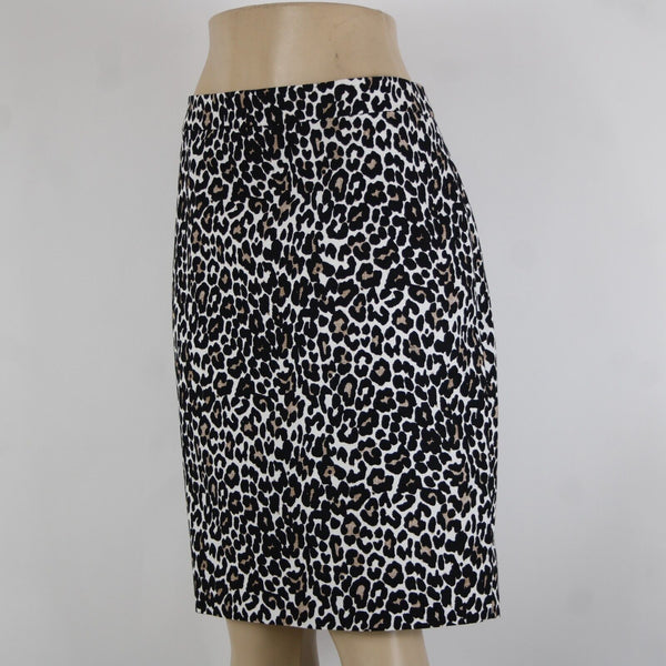 J Crew NEW $85 The Pencil Skirt Sz 10 Black White Animal Print 100% Cotton Skirt