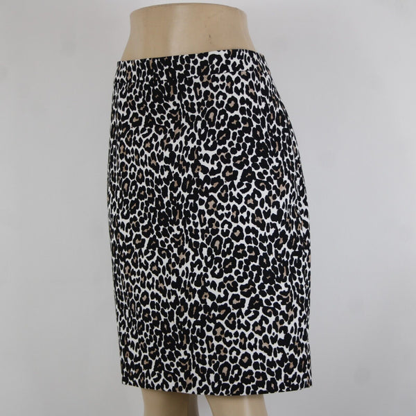 J Crew NEW $85 The Pencil Skirt Sz 10 Black White Animal Print 100% Cotton Skirt